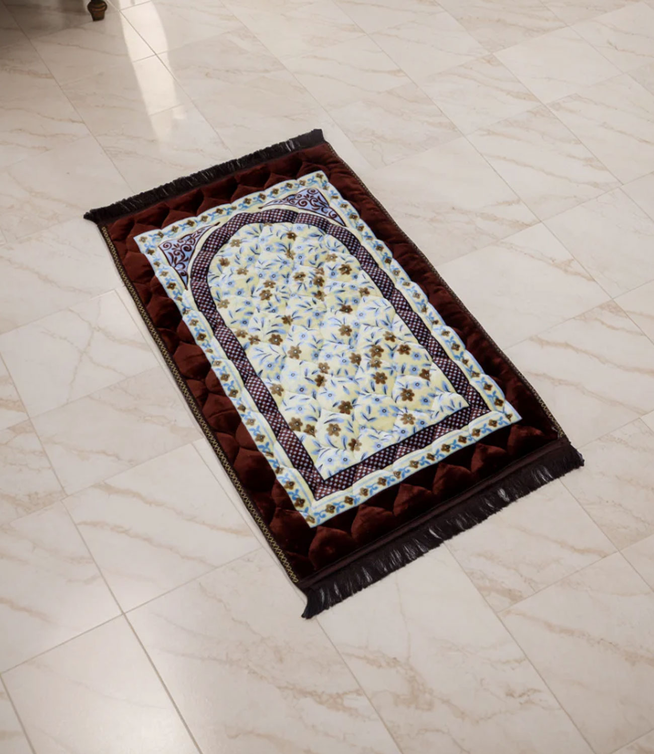 Kiswah Printed Prayer Mat-Deep Mahogany